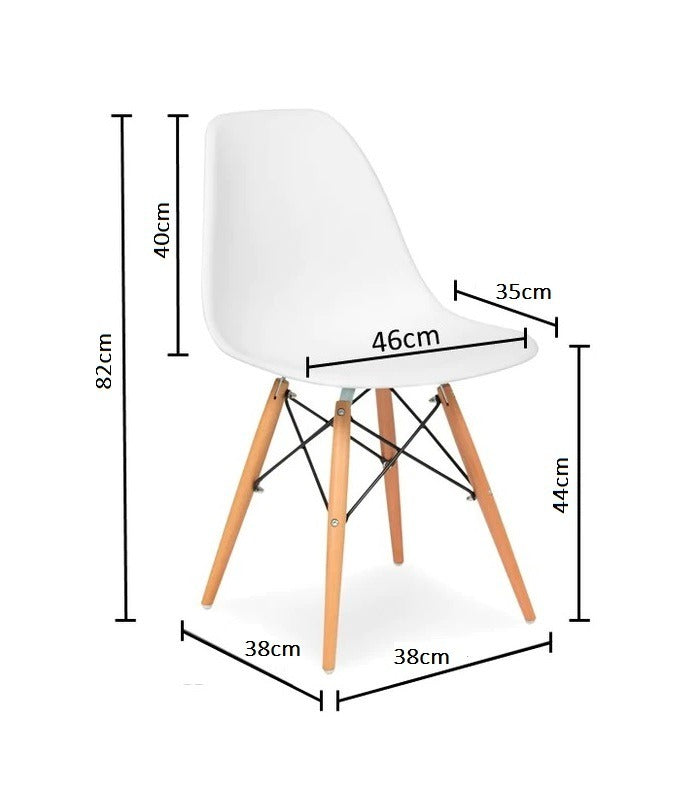 Pack Mesa de Cristal Templado + 4 Sillas Estilo Nordico Blancas