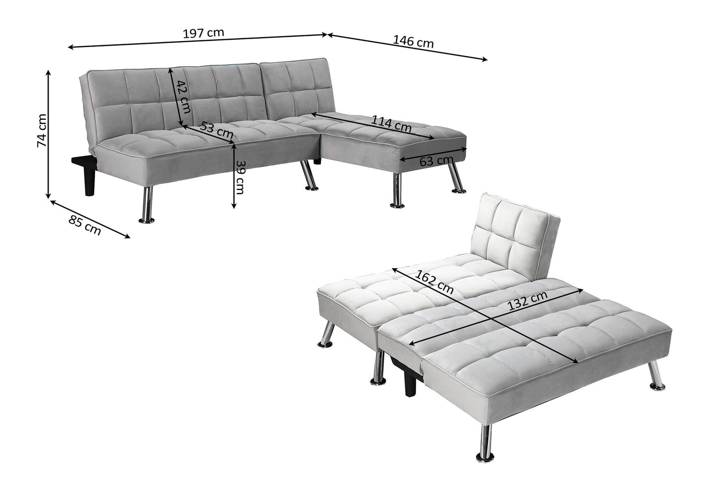 Sofá Cama Chaise Longue Noelia XS