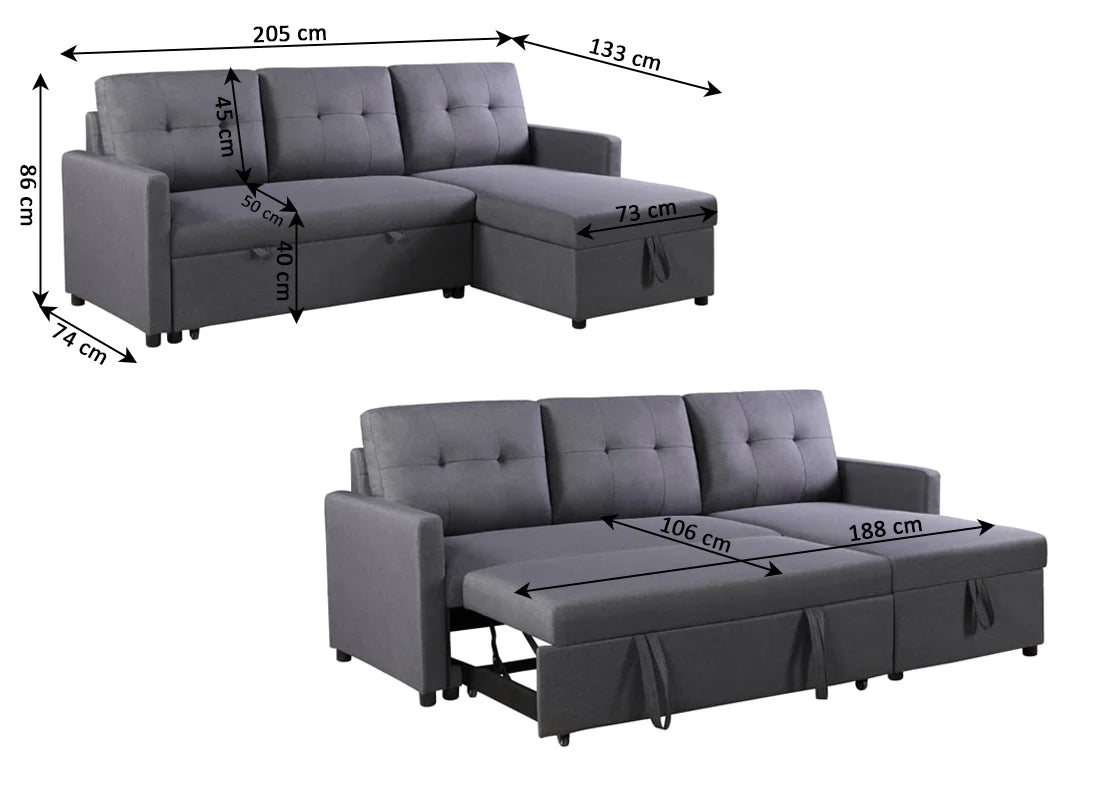 Sofa Cama Chaise Longue Kathe 205cm
