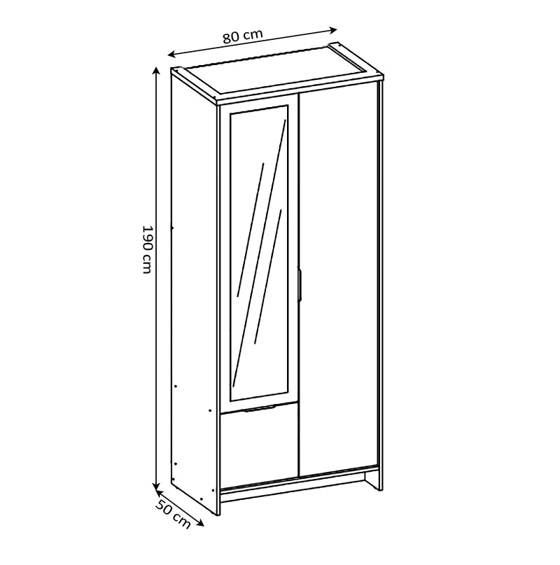 Armario de Dormitorio con Espejo 2 Puertas DN