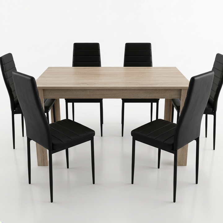 Pack Mesa Extensible 178cm + 4 Sillas Polipiel. Comedor o Cocina