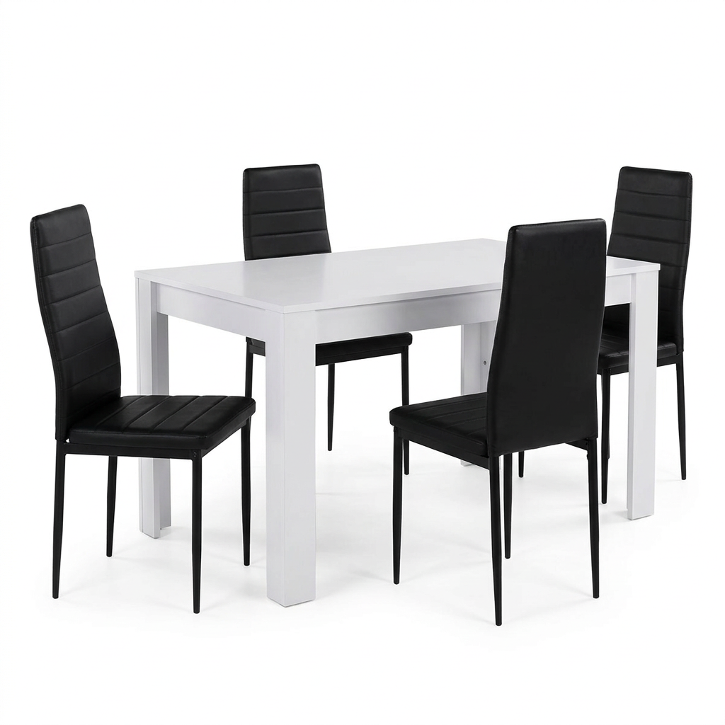 Pack Mesa Extensible 178cm + 4 Sillas Polipiel. Comedor o Cocina
