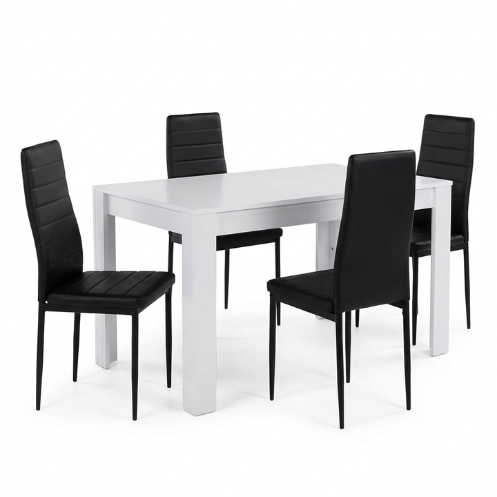Pack Mesa Extensible 178cm + 4 Sillas Polipiel. Comedor o Cocina