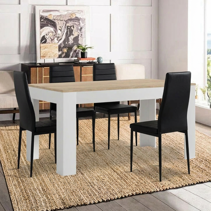 Pack Mesa Extensible 178cm + 4 Sillas Polipiel. Comedor o Cocina