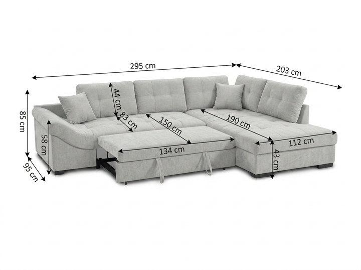 Sofa Cama Chaise Longue Mirabelle 295cm