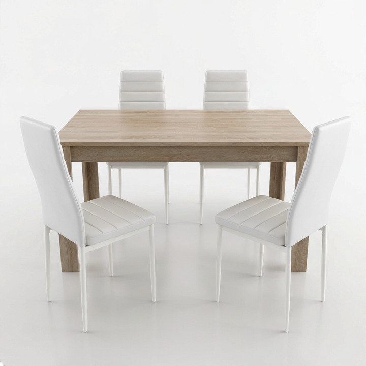 Pack Mesa Extensible 178cm + 4 Sillas Polipiel. Comedor o Cocina