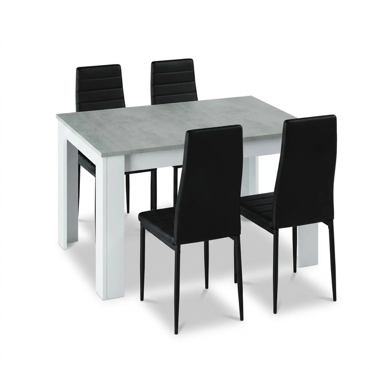 Pack Mesa Extensible 178cm + 4 Sillas Polipiel. Comedor o Cocina