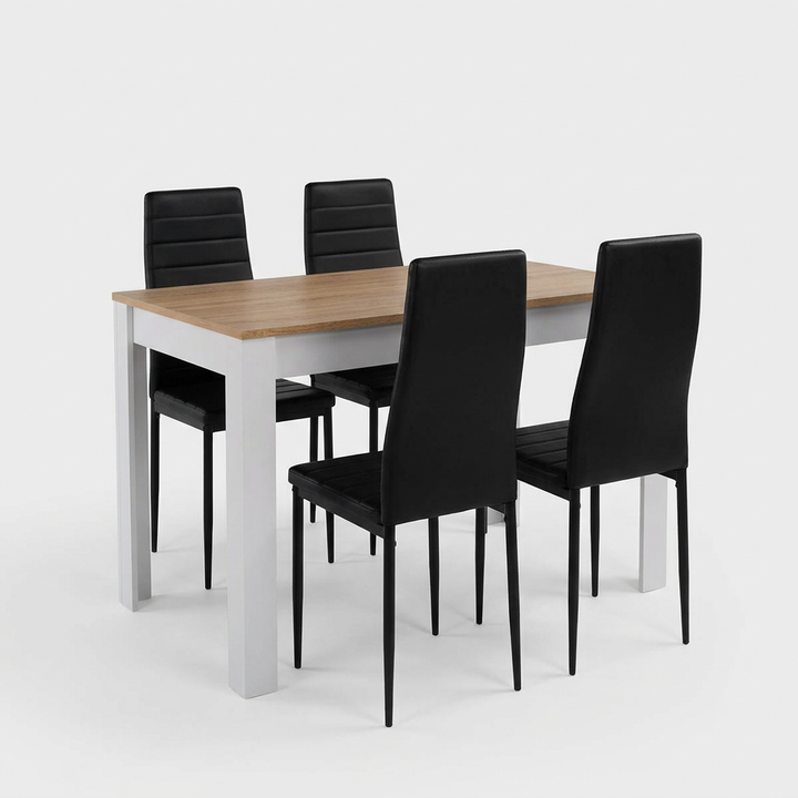 Pack Mesa Extensible 178cm + 4 Sillas Polipiel. Comedor o Cocina