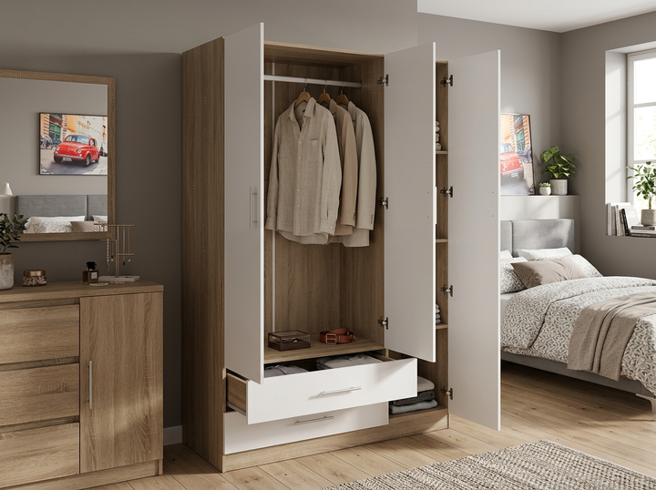 Armario de tres puertas con espejo CD – 120×50×200 cm