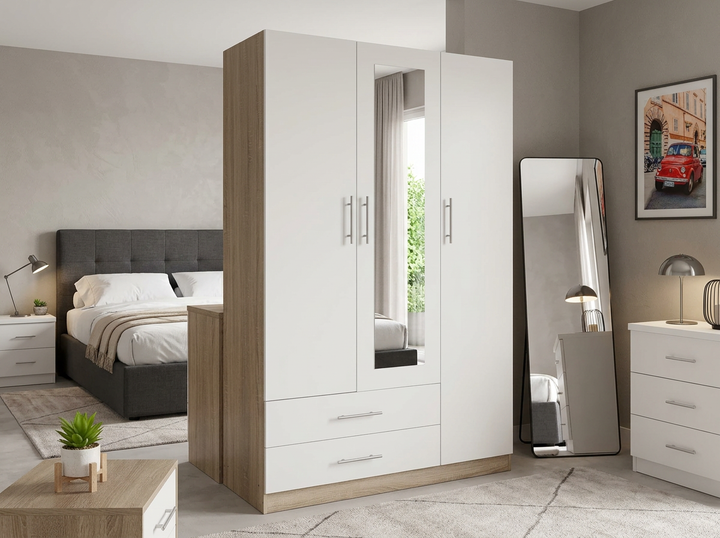Armario de tres puertas con espejo CD – 120×50×200 cm
