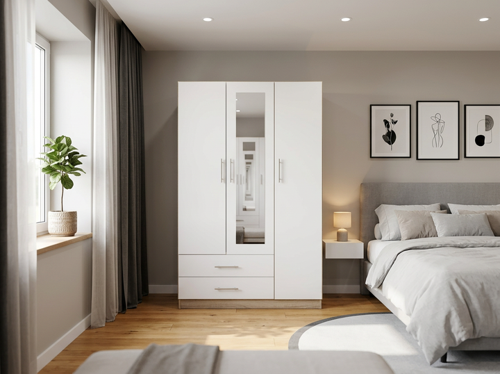Armario de tres puertas con espejo CD – 120×50×200 cm