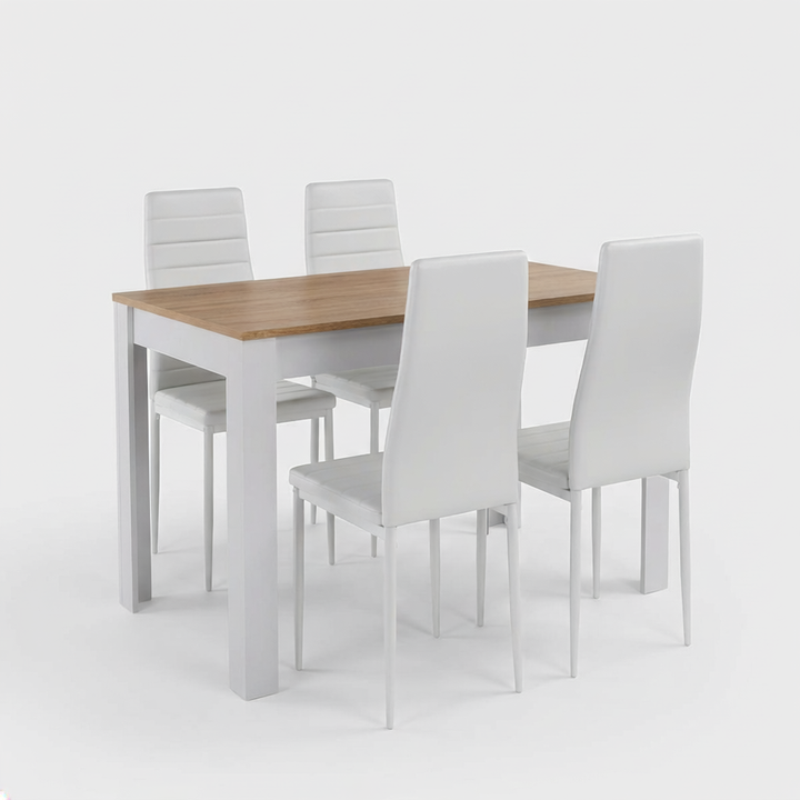 Pack Mesa Extensible 178cm + 4 Sillas Polipiel. Comedor o Cocina