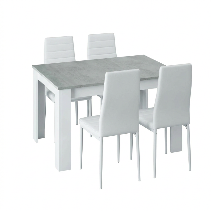 Pack Mesa Extensible 178cm + 4 Sillas Polipiel. Comedor o Cocina