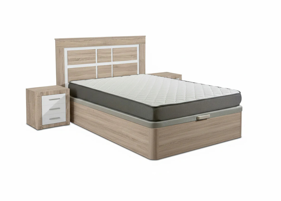 Pack Cama Canape + Colchón + Cabecero + 2 Mesitas de Noche