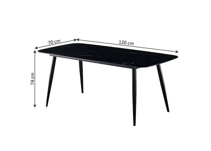 Mesa de Cristal Templado 120cm + 4 Sillas Polipiel