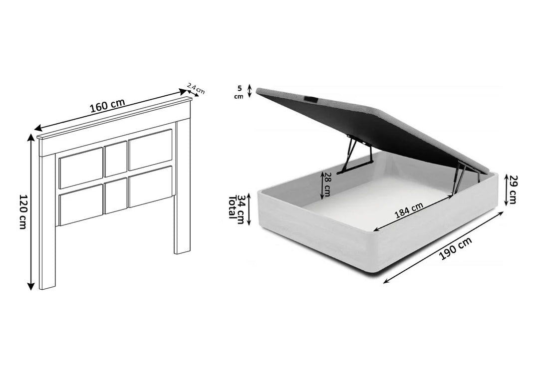Pack Cama Canape Abatible + Cabecero Kiara