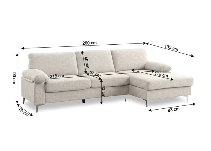 Sofa Chaise Longue Kaveah 260cm