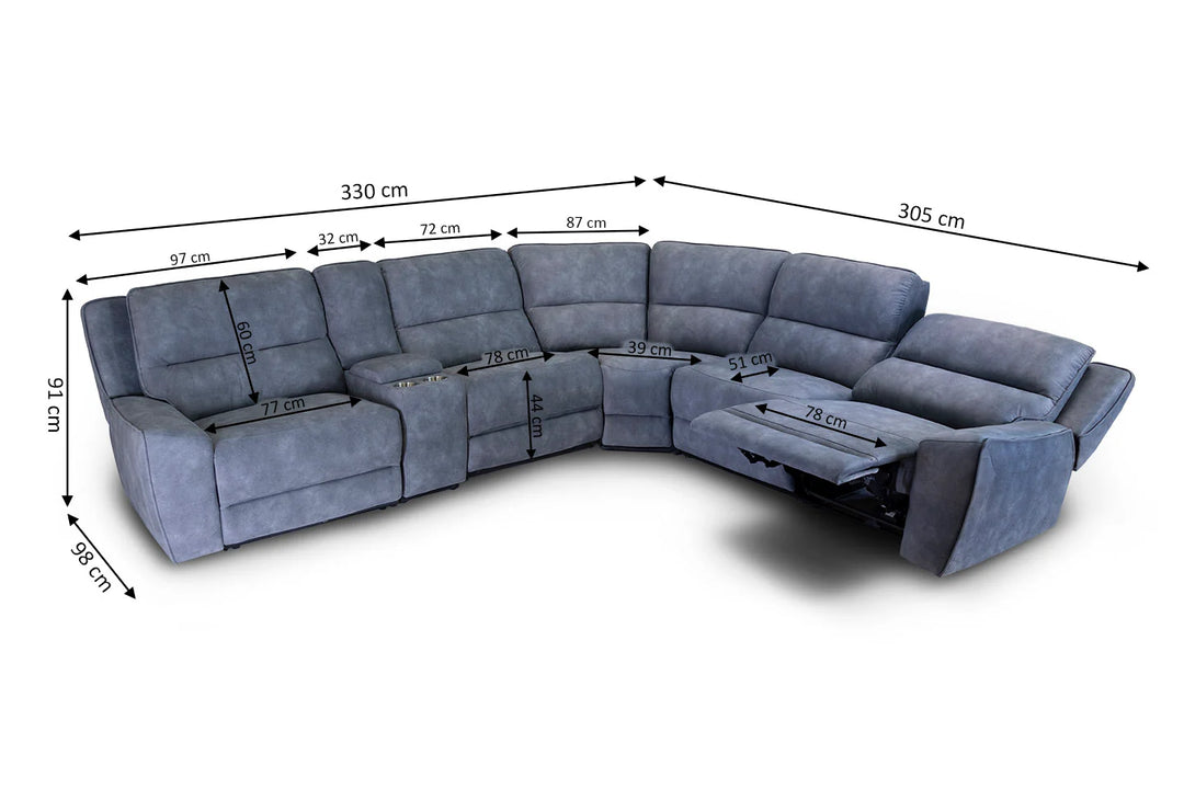 Sofa Rinconera Electrica Reclinable Monroe 330cm (Unidad de Exposición)