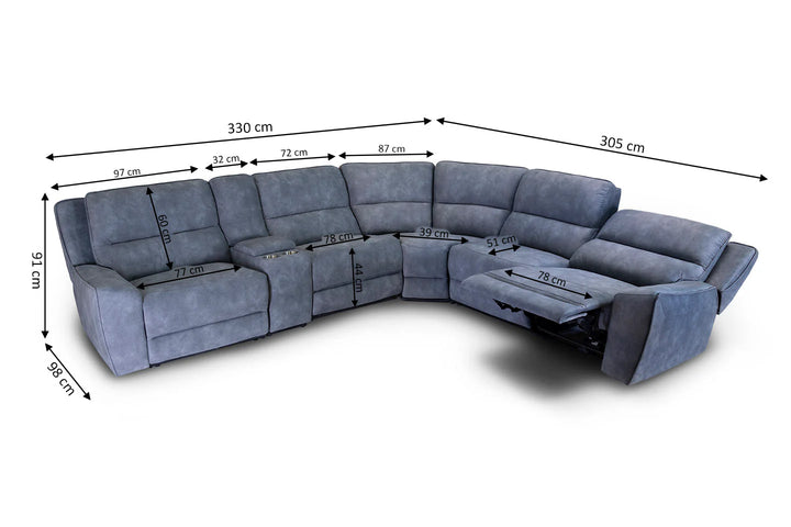 Sofa Rinconera Electrica Reclinable Monroe 330cm (Unidad de Exposición)