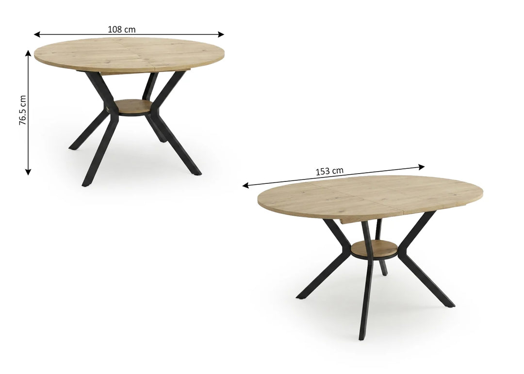 Mesa Redonda Extensible Dalia 153cm Comedor o Cocina