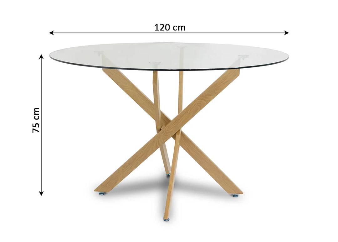Mesa Redonda de Cristal Templado 120cm DT. Comedor o Cocina