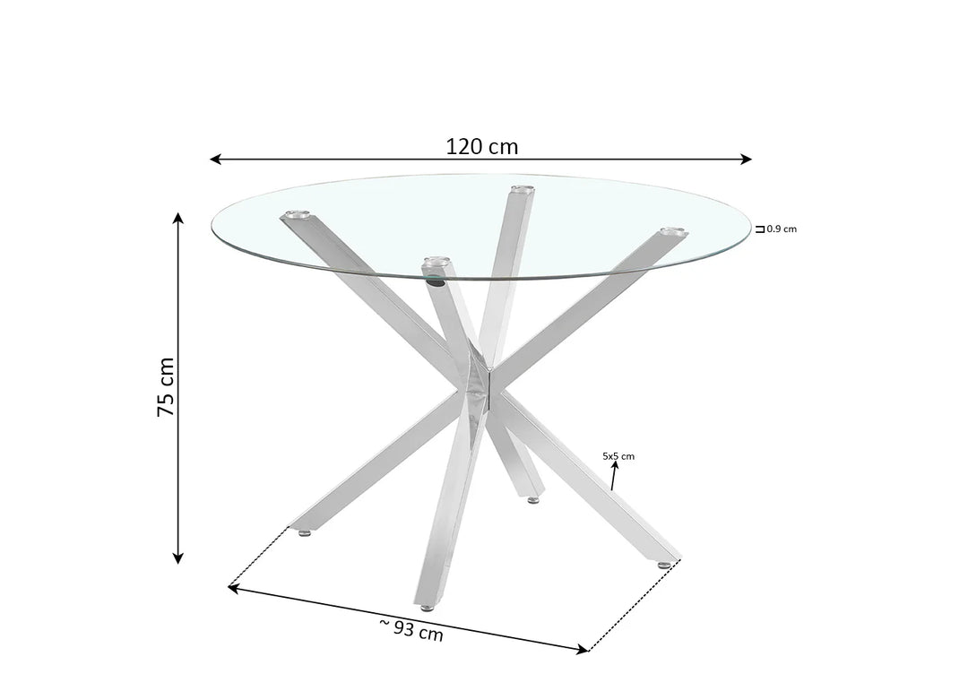 Mesa Redonda de Cristal Templado Aurora 120cm. Comedor o Cocina