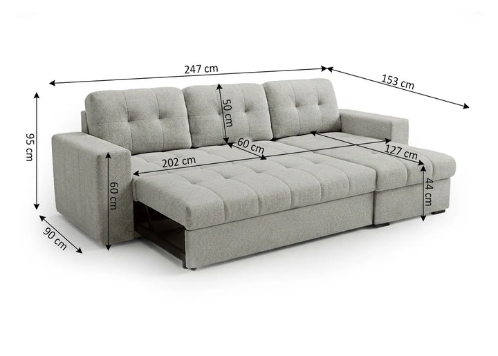 Sofa Cama Chaise Longue Reversible Hannah 247cm