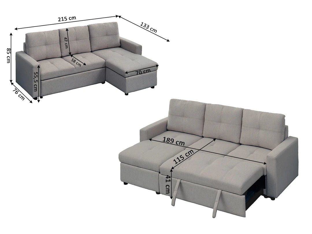 Sofa Cama Chaise Longue Boga 215cm