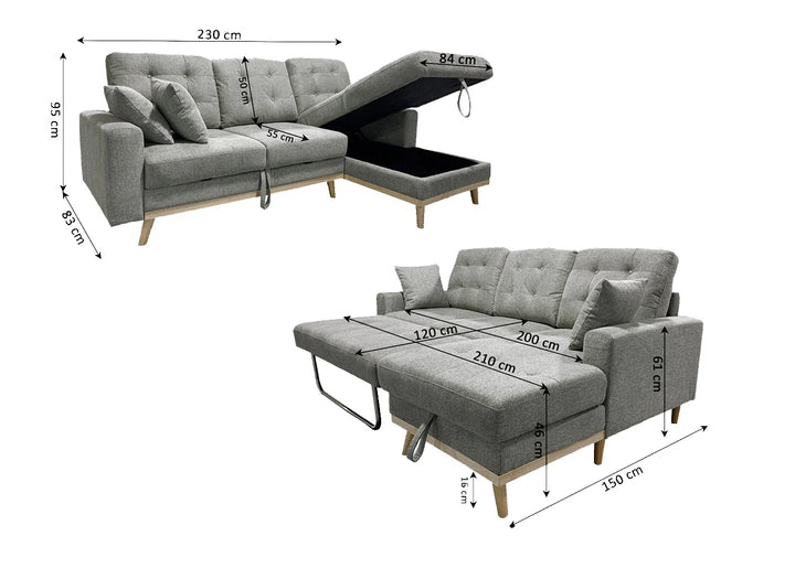 Sofa Cama Chaise Longue Nuria 230cm
