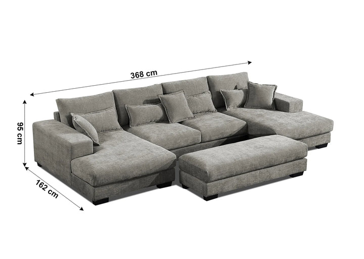 Mega Sofa Cama Chaise Longue Rinconera Kim 368cm