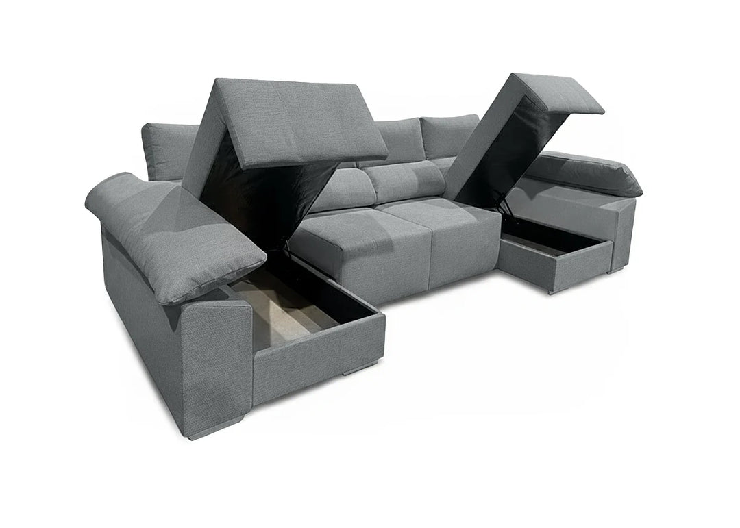 Mega Sofa Cama Chaise Longue Barcelona con Arcon, 335cm