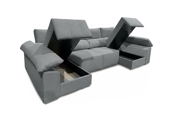Mega Sofa Cama Chaise Longue Barcelona con Arcon, 335cm