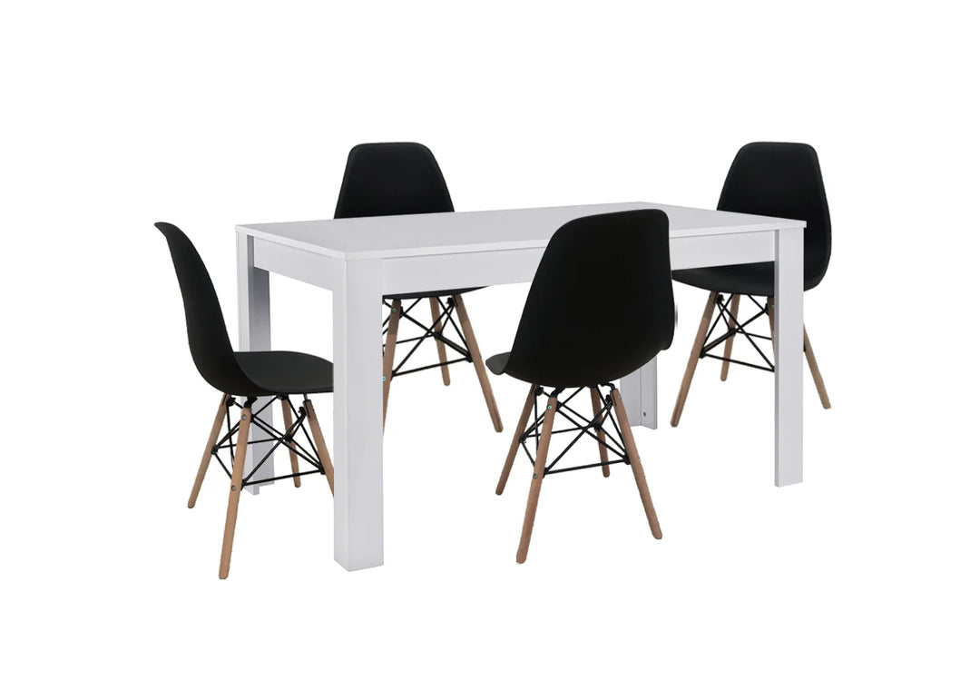 Pack Mesa de Comedor o Cocina Fija Miramy + 4 Sillas Estilo Nordico