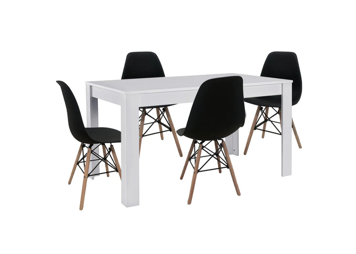 Pack Mesa de Comedor o Cocina Fija Miramy + 4 Sillas Estilo Nordico