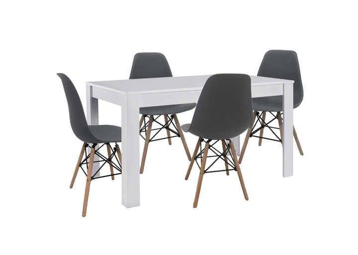 Pack Mesa de Comedor o Cocina Fija Miramy + 4 Sillas Estilo Nordico