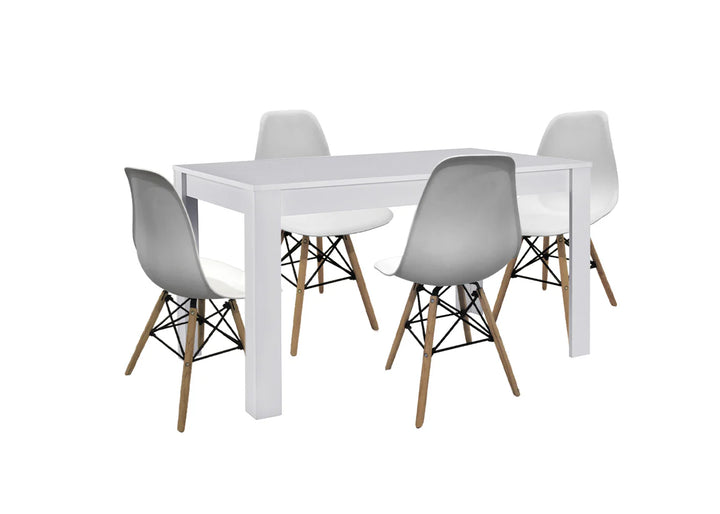 Pack Mesa de Comedor o Cocina Fija Miramy + 4 Sillas Estilo Nordico