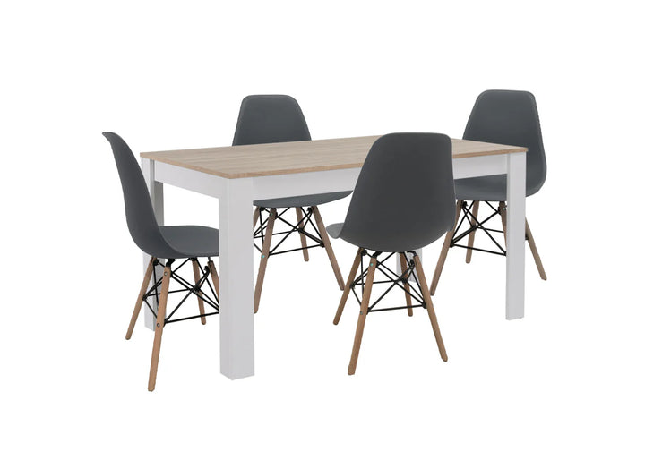 Pack Mesa de Comedor o Cocina Fija Miramy + 4 Sillas Estilo Nordico