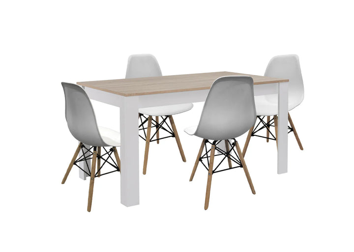 Pack Mesa de Comedor o Cocina Fija Miramy + 4 Sillas Estilo Nordico