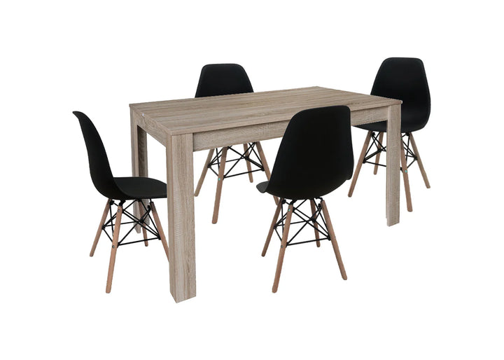 Pack Mesa de Comedor o Cocina Fija Miramy + 4 Sillas Estilo Nordico