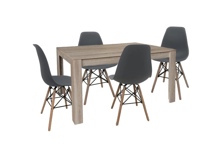 Pack Mesa de Comedor o Cocina Fija Miramy + 4 Sillas Estilo Nordico