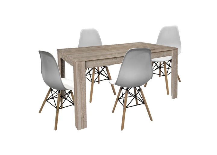 Pack Mesa de Comedor o Cocina Fija Miramy + 4 Sillas Estilo Nordico